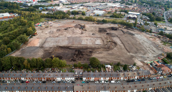 Aerial photo of work starting at former Caparo site now Lockside v2
