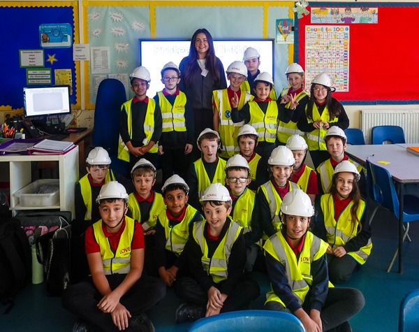 Lovell teaches school children how to stay safe near St Mellons construction site